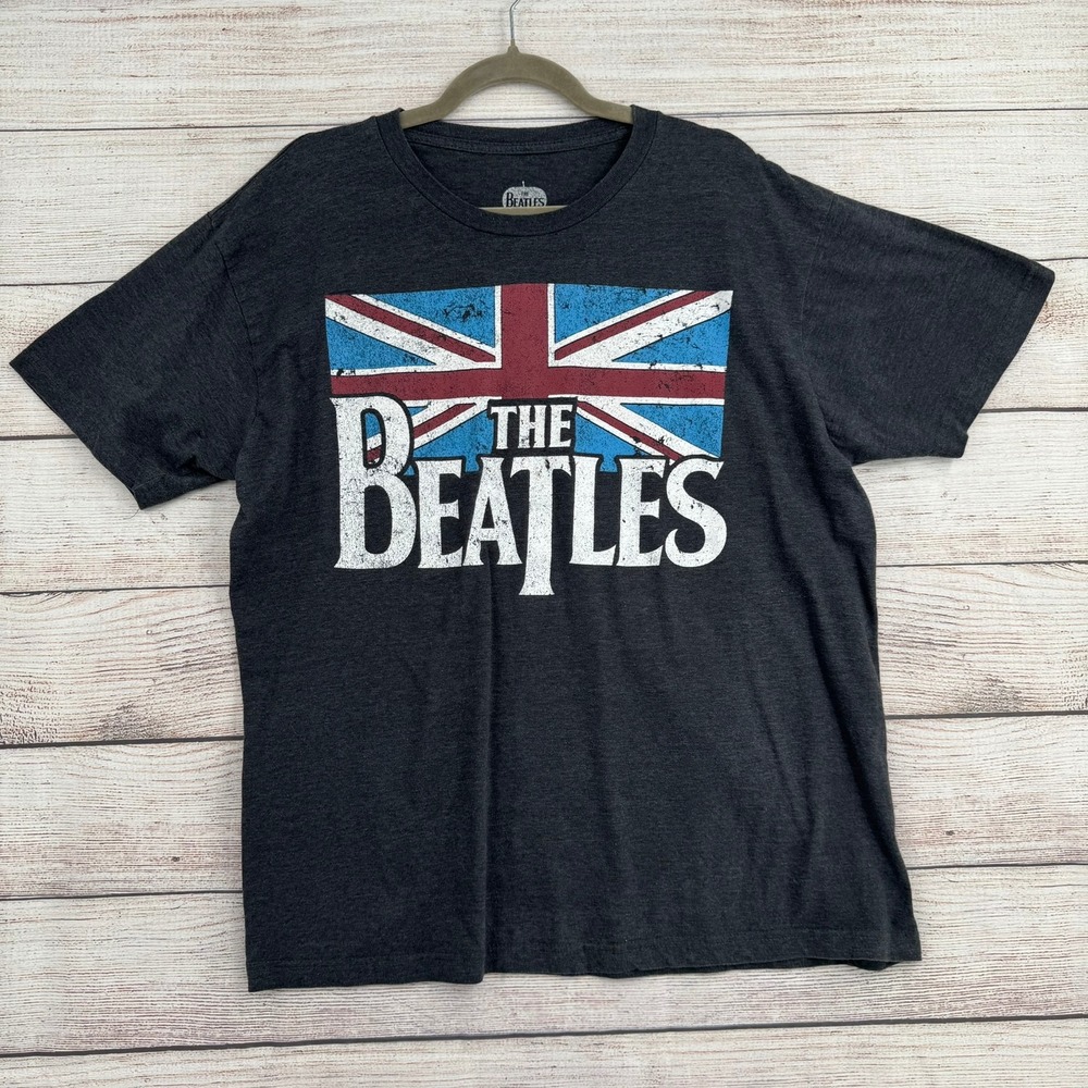 The Beatles Graphic T-Shirt Mens XL Charcoal‎ Union Jack Flag Apple Corps 2015
